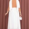 Belted Pocketed Casual Summer Skirt Ecru - Imagen 4