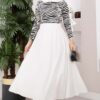Elastic Waistband with Pocket Detail Hem Edge Skirt Ecru