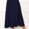 Elastic Waistband with Pocket Detail Hem Edge Skirt Navy Blue - Imagen 2