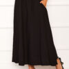 ⁦Elastic Waistband with Pocket Detail Hem Edge Skirt Black⁩ - الصورة ⁦2⁩