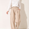 Elastic Waist Drawstring Jogger Pants Beige - immagine 2