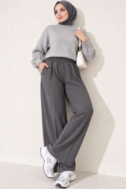 Alternative view of Elastic Waist Drawstring Jogger Pants Smoke
