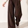 Elastic Waist Drawstring Jogger Pants Brown