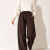 Elastic Waist Drawstring Jogger Pants Brown – Image 2