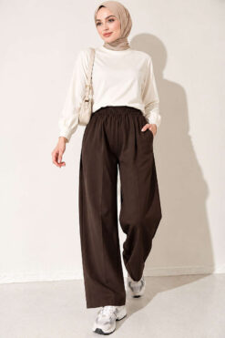 Alternative view of Elastic Waist Drawstring Jogger Pants Brown