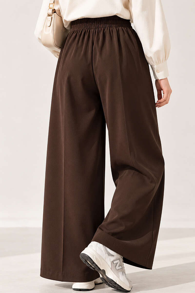 Elastic Waist Drawstring Jogger Pants Brown – Image 3