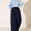 Elastic Waist Drawstring Jogger Pants Navy Blue - immagine 2