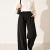 ⁦Elastic Waist Drawstring Jogger Pants Black⁩ - الصورة ⁦2⁩