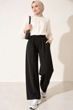 Alternative view of Elastic Waist Drawstring Jogger Pants Black