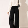 ⁦Elastic Waist Drawstring Jogger Pants Black⁩ - الصورة ⁦3⁩
