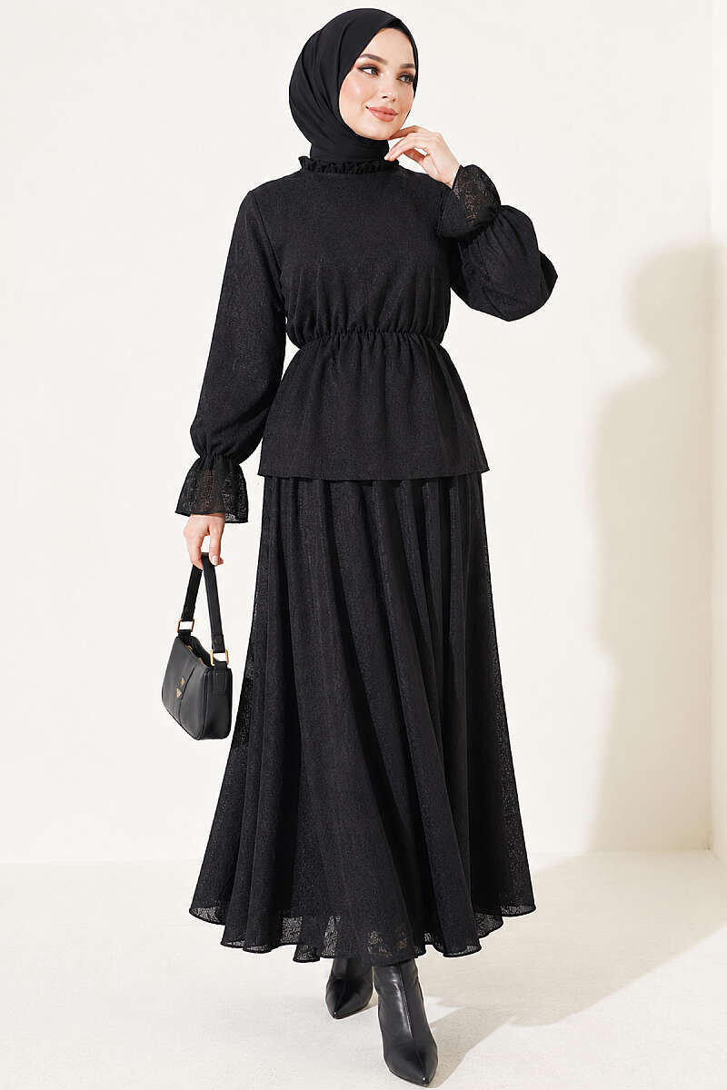 Loyşa Basic Zip-Up Hooded Two-Piece Set Black – Image 5