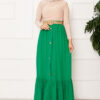 Elastic Waist Button Detail Modest Skirt Benetton