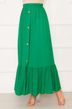 Alternative view of Elastic Waist Button Detail Modest Skirt Benetton