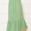 Elastic Waist Button Detail Modest Skirt Tan - Imagen 2