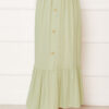 Elastic Waist Button Detail Modest Skirt Aqua Green – Bild 2
