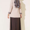 Elastic Waist Wide-Leg Fabric Trousers Dark Brown - الصورة 3