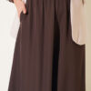 Elastic Waist Wide-Leg Fabric Trousers Dark Brown - الصورة 4