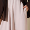 Elastic Waist Wide-Leg Fabric Trousers Beige - الصورة 4