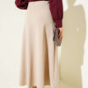 Elastic Waist Flared Basic Skirt Beige - Imagen 3