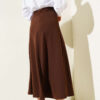 Elastic Waist Flared Basic Skirt Brown - Imagen 3