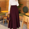 Elastic Waist Flared Basic Skirt Plum - Imagen 2