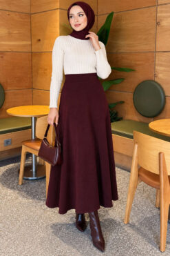 Alternative view of Elastic Waist Flared Basic Skirt Plum
