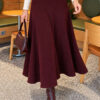 Elastic Waist Flared Basic Skirt Plum - Imagen 3
