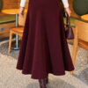 Elastic Waist Flared Basic Skirt Plum - Imagen 4