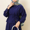 Ankle Button Blouse and Skirt Set Navy Blue – Bild 2