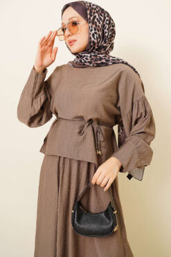 Alternative view of Ankle Button Blouse and Skirt Set Mink