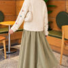 Wrist-Tie Floral Embroidered French Terry Sweater Beige – Image 3