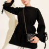 Ankle Tie Ribbed Cashmere Tunic Black