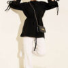 Ankle Tie Ribbed Cashmere Tunic Black - Image 2