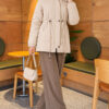 Fur-Trimmed Jacket with Elasticized Cuffs Beige - immagine 2