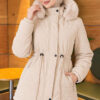 Fur-Trimmed Jacket with Elasticized Cuffs Beige - immagine 3