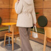 Fur-Trimmed Jacket with Elasticized Cuffs Beige - immagine 4