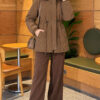 Fur-Trimmed Jacket with Elasticized Cuffs Coffee Brown - immagine 2