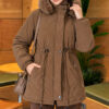 Fur-Trimmed Jacket with Elasticized Cuffs Coffee Brown - immagine 3