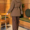 Fur-Trimmed Jacket with Elasticized Cuffs Coffee Brown - immagine 4