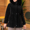 Fur-Trimmed Jacket with Elasticized Cuffs Jet Black