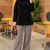 Fur-Trimmed Jacket with Elasticized Cuffs Jet Black - immagine 2