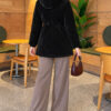 Fur-Trimmed Jacket with Elasticized Cuffs Jet Black - immagine 4