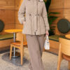 ⁦Fur-Trimmed Jacket with Elasticized Cuffs Taupe⁩ - الصورة ⁦3⁩