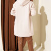 Zip-up boucle cardigan with ribbed wrist cuffs Beige – Image 3