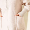 Zip-up boucle cardigan with ribbed wrist cuffs Beige – Image 4