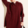 Zip-up boucle cardigan with ribbed wrist cuffs Burgundy