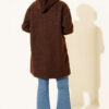 ⁦Zip-up boucle cardigan with ribbed wrist cuffs Brown⁩ - الصورة ⁦3⁩