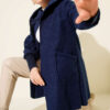 Zip-up boucle cardigan with ribbed wrist cuffs Navy Blue