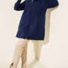 Zip-up boucle cardigan with ribbed wrist cuffs Navy Blue - الصورة 2