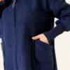 Zip-up boucle cardigan with ribbed wrist cuffs Navy Blue - الصورة 4